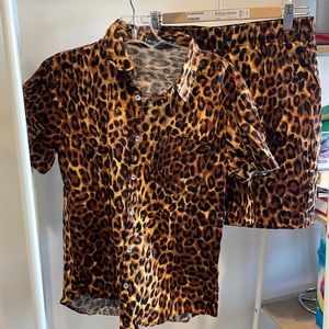 Luc Matton shirt / shorts set! Size S - like new condition! Cheetah print